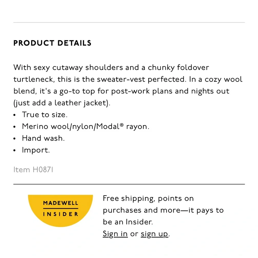 Madewell Taupe Sleeveless Turtleneck Sweater - Picture 5 of 5